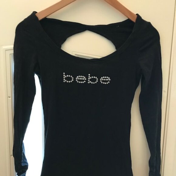 bebe Black Stretch Cotton shirt size S - Picture 1 of 4